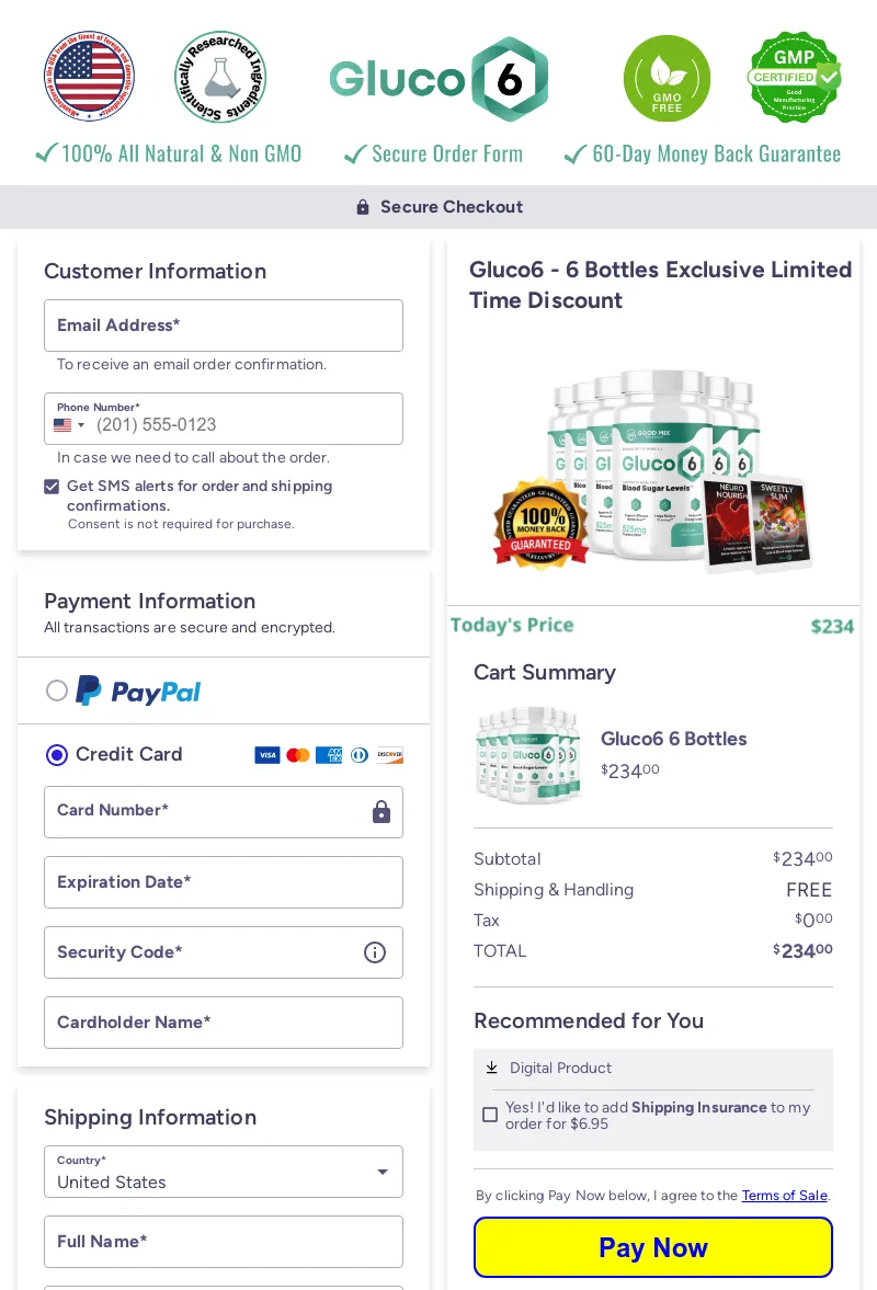 Gluco6 Checkout Page